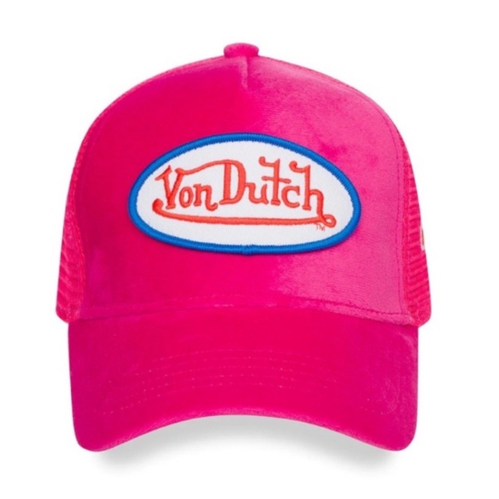 Von Dutch Hot Pink Velvet Hollywood Trucker Hat
